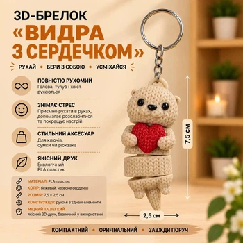 Брелок-антистрес Видра з сердечком, бежевий