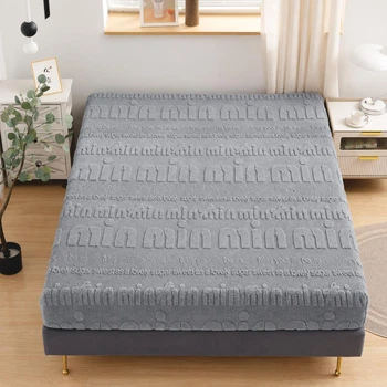 Простынь на резинке Malloory Home махровая рельефная 160*200 + 25см Серая