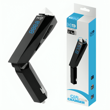 Автомобільний FM-трансмітер N9-BT Bluetooth 5.0 з USB-портом для швидкої зарядки 12В 9х8.4х2.6 см Чорний медіаплеєр для авто