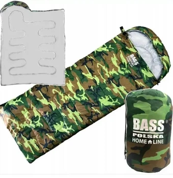 Туристический спальный мешок Bass Polska BH 41994 для туризма и кемпинга, с капюшоном, одеяло 2 в 1, 210×75 см