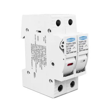 Тримач запобіжників DC TOMZN TOPV-32X 2P 1100V LED зі встановленим запобіжником 20A, для сонячних панелей (19622)