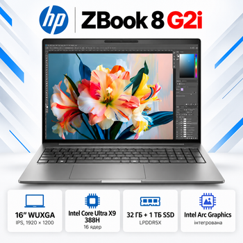 Ноутбук HP ZBook 8 G2i 16" WUXGA IPS Intel Core Ultra X9 32 ГБ для роботи Сріблястий (DZ4J2ET)