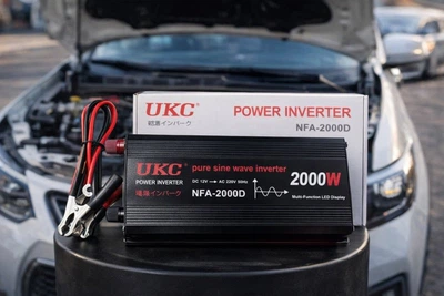 Инвертор UKC NFA-2000D 2000 Вт (12 В → 220 В) — чистый синус, автомобильный преобразователь напряжения