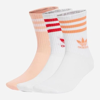 Носки Adidas CREW SOCK 3STR белый, розовый, красный (40-42) JI9472 40-42