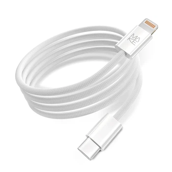 Кабель MAKE Type-C to Lightning 30W 1м Nylon White