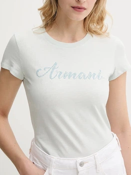 Футболка хлопковая длинная женская Armani Exchange 282921089 L Бирюзовая (1162385391)
