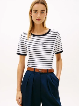 Футболка хлопковая длинная женская Tommy Hilfiger 883108242 S Черный/Белый (1161404977)