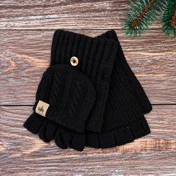 Женские митенки одинарные S-L чёрные (25-34)