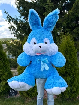 Велика м'яка іграшка BigMishki плюшевий зайка 100 см Голубий