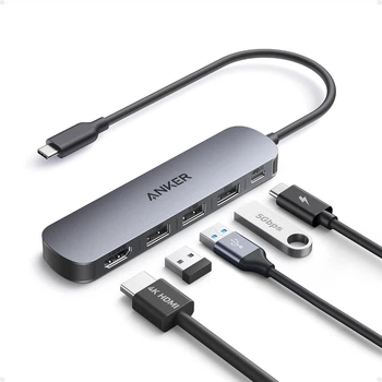 Хаб Anker A8357 USB-C Hub (5-in-1) для ноутбуків багатопортовий адаптер USB-хаб з HDMI 4K на 5 портів із швидкою зарядкою 90W