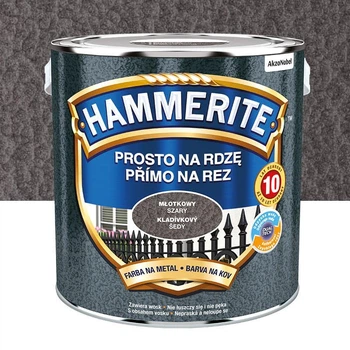 Фарба по металу Hammerite молоткова сіра Прямо по іржі 2.5л
