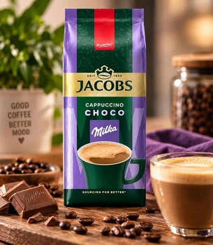 Капучино розчинне Jacobs Cappuccino Choco Milka Джейкобс з смаком альпійського Шоколаду Мілка Пакет 500г