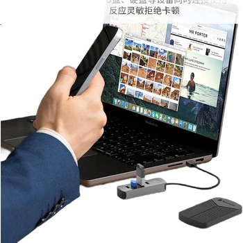 Док-станция Yottamaster USB 3.0 Hub, высокоскоростной 4-портовый концентратор, расширительная док-станция для ноутбука, многопортовый адаптер, удлинительный кабель 0,15 м