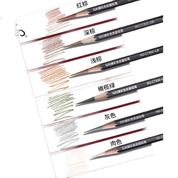 Цветные угольные карандаши Marie's Sketching Carbon C7302-RB, 10 штук в коробке, красно-коричневые, специально для экзаменов по искусству, высокопигментированные, для эскизов, рисования и студийной живописи.