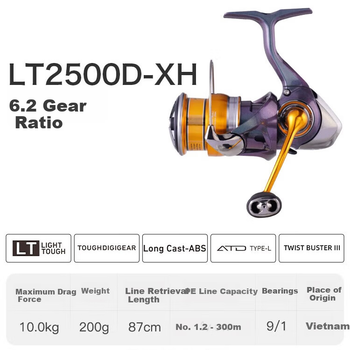 DAIWA DAIWA24 Regal LT Спиннинговая катушка, сверхлегкая катушка для ловли рыбы на искусственные приманки, 2500D-XH