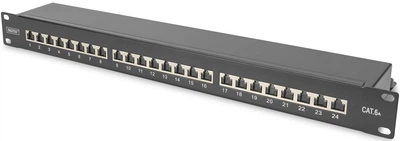 Патч-панель CAT 6A 24 порта сталь 1U 19" черная DN-91624S-EA