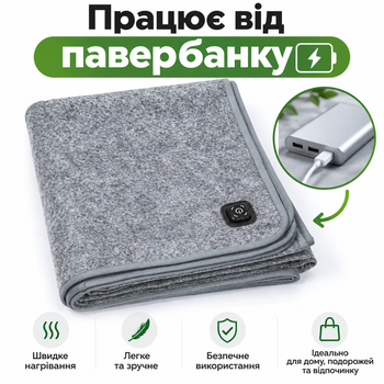 Електропростирадло з підігрівом від USB 160х80 см простирадло електричне електроплед з трьома режимами працює від павербанку