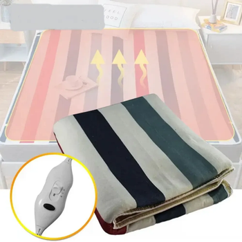 Электропростынь Electric Blanket 150×120 см 86 Вт с регулировкой температуры и сумкой для хранения, разноцветные полосы