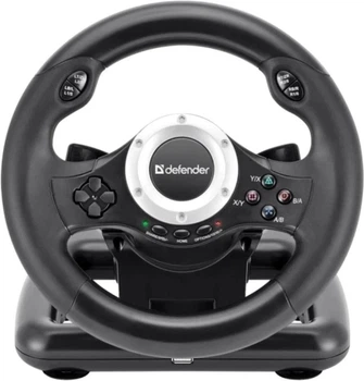 Руль игровой Turbo Pro, Black, USB, 12 кнопок, 8-позиционный D-Pad, вибрация Defender (teh0033839)