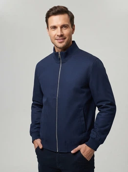 Чоловічий стильний бомбер primark під замшу, темно-синій, розмір s