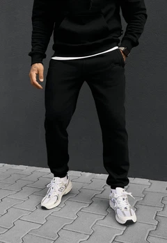 Мужские спортивные штаны Стаф черные на флисе с логотипом Staff ho black logo fleece L (404462)