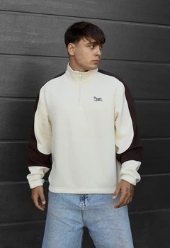 Олімпійка Staff milk & dark brown logo reflective oversize fleece L