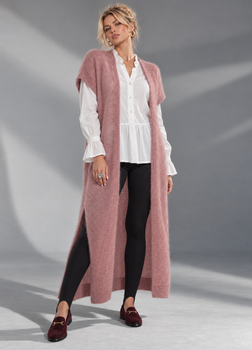Кардиган мохеровий без застібки пудровий Paolo.J 28-143 - M-XXL , рожевий