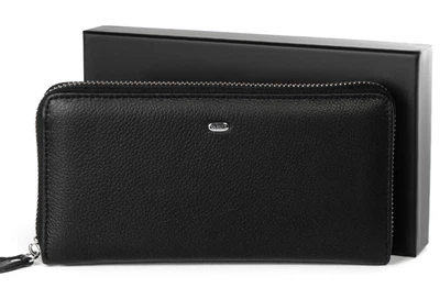 Мужской кожаный кошелек на молнии Dr.Bond MS-41 black