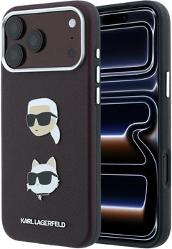 Чохол для смартфона Apple iPhone 18 Pro/17 Pro Karl Lagerfeld Saffiano with Karl & Choupette Heads Pins & Logo Burgundy (KLHCP18LPSWFDHPR)