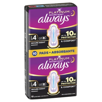 Гігієнічні прокладки Always Platinum Secure Night (Розмір 4) 10 шт