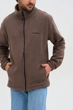 Кофта флісова чоловіча Norwin Tech Fleece коричнева, базова, тепла, з високим коміром 3XL