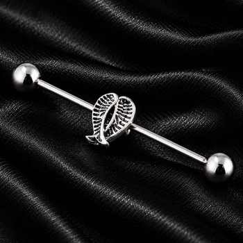 Серьга штанга для индастриал "Крылья" Asteel