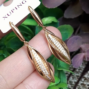 Сережки Xuping довжина 4.2см ширина 8мм медичне золото позолота 18К с1710