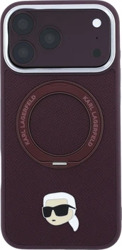 Чохол для смартфона Apple iPhone 18 Pro/17 Pro Karl Lagerfeld Ring Stand 360 Karl Head Pin MagSafe Burgundy (KLHMP18LPSRSKLHR)