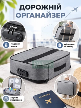 Дорожный органайзер для документов с кодовым замком, тревел-кейс для хранения и безопасной перевозки в поездках
