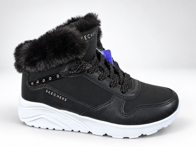 Подростковые ботинки для девочки Skechers Uno Lite Comfurt Collar черные 34 (2021538032156) (21,5 см)