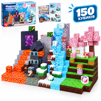 Магнітний конструктор Minecraft Сакура, лід і лава 150 деталей для дітей від 3 років