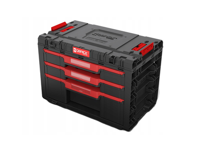 Ящик для зберігання інструментів 542х335х369 мм Qbrick PRIME Drawer 3 Toolbox модульний, пластиковий, чорний з червоним