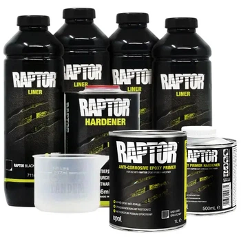 Захисне покриття підвищеної міцності + грунт | RAPTOR King of Tough | Комплект 4 л | Чорний