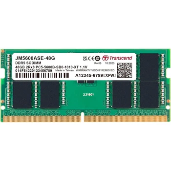 Модуль пам'яті Transcend DDR5 48GB JM 5600Mhz SO-DIMM 2Rx8 3Gx8 CL46 1.1V (JM5600ASE-48G)