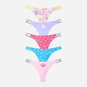 Набор трусиков танга женских хлопковых Victoria's Secret 708988434 XS 5 шт Яркий микс (1162602752)