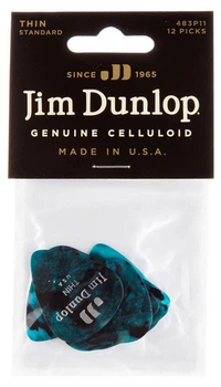 Медиаторы Dunlop 483P11TH Genuine Celluloid Turquoise Pearloid Thin Player's Pack (12 шт.)
