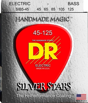 Струны для бас-гитары DR SIB5-45 Silver Stars Coated Med 45/125