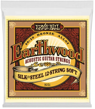 Струни для акустичної гітари Ernie Ball 2051 Earthwood 80/20 Bronze Silk and Steel Extra Soft 12 Strings 9/46