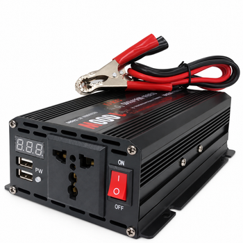 Автомобільний інвертор UKC NFA-1000D 12 В → 220 В, 1000 Вт, USB, дисплей, чорний