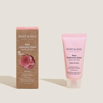 Глиняна маска для глибокого зволоження Mary & May Rose Hyaluronic Hydra Wash Off Pack 30г