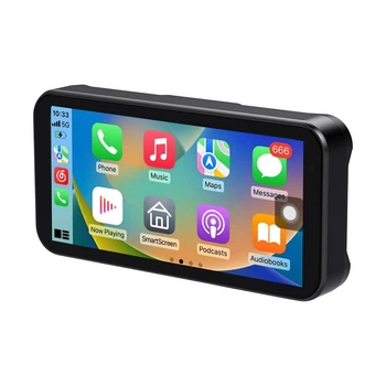 Мотоэкран TomoStrong 6,25″| CarPlay/Android Auto с DVR, пультом и контролем давления шин