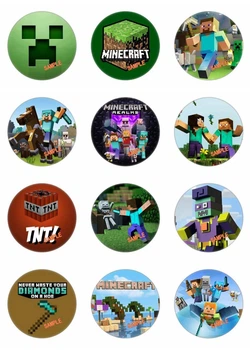 Набір круглих значків, Minecraft, 12 ш