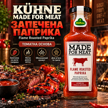 Соус к мясу Kühne 235 мл томатный соус с запеченной копченой паприкой и обжаренным кунжутом для стейков шашлыка барбекю бургеров гриля маринада