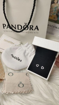 Серебряные серьги Pandora "Сердце" + подарочная упаковка
